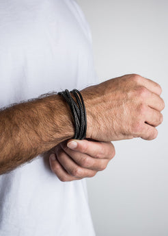 AK-B-AMB-01-Akitsune-Ambush-Synthetic-Leather-Bracelet-Matte-Black-Black-Model-2