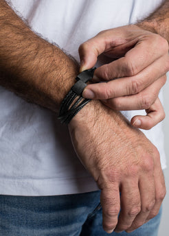 AK-B-AMB-01-Akitsune-Ambush-Synthetic-Leather-Bracelet-Matte-Black-Black-Model-3