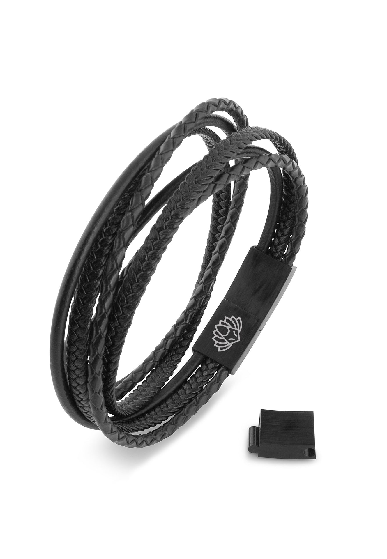AK-B-AMB-01-Akitsune-Ambush-Synthetic-Leather-Bracelet-Matte-Black-Black