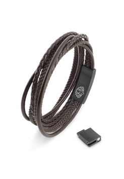 AK-B-AMB-02-Akitsune-Ambush-Synthetic-Leather-Bracelet-Matte-Black-Brown-2