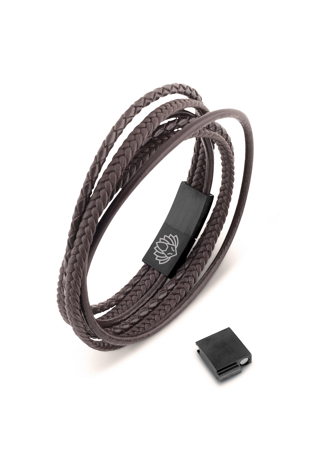 Ambush Synthetic Leather Bracelet - Black Brown - Akitsune