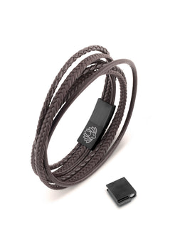 AK-B-AMB-02-Akitsune-Ambush-Synthetic-Leather-Bracelet-Matte-Black-Brown