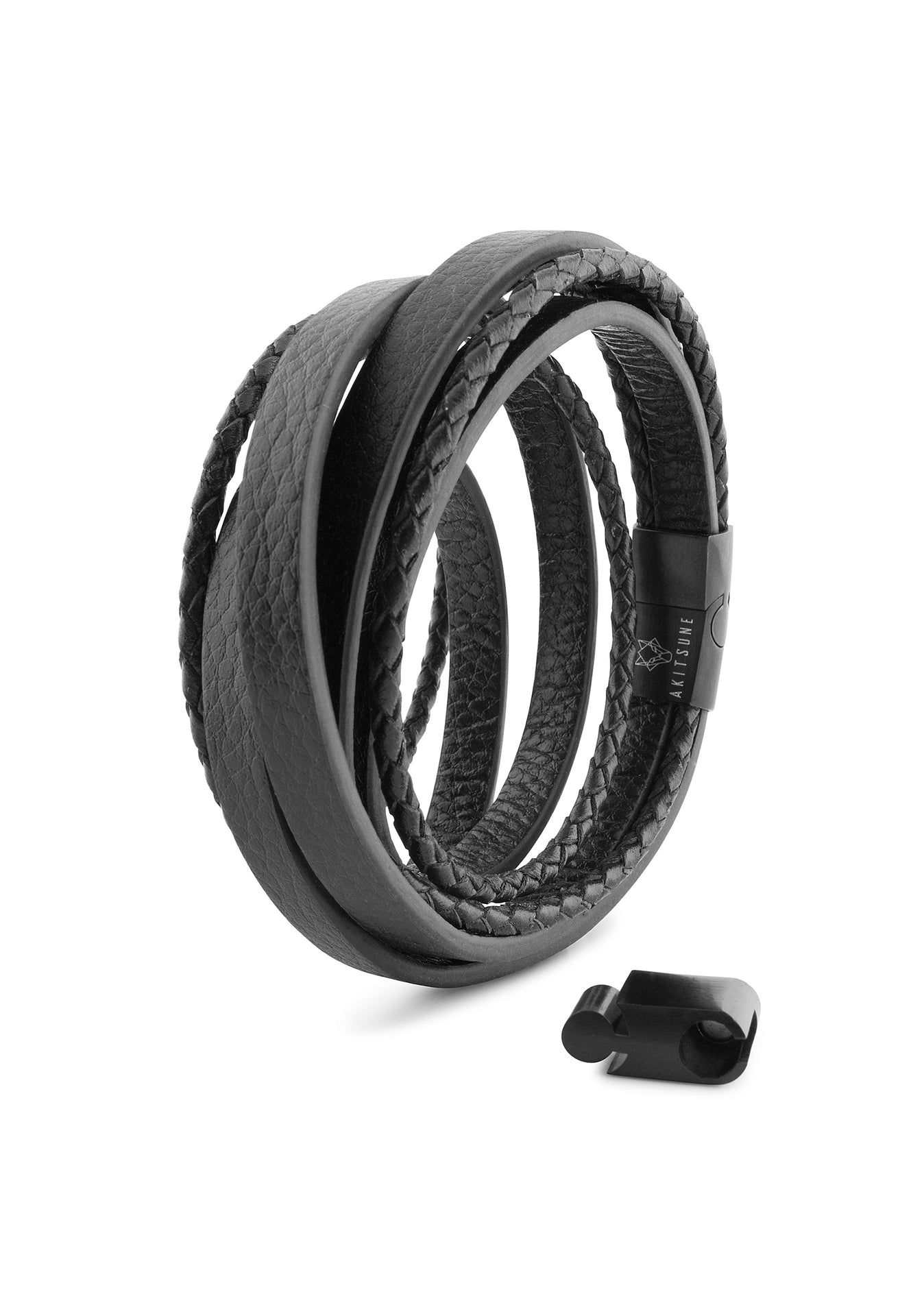 AK-B-DAR-01-Akitsune-Dark-Matter-Synthetic-Leather-Bracelet-Matte-Black-Black-Vegan