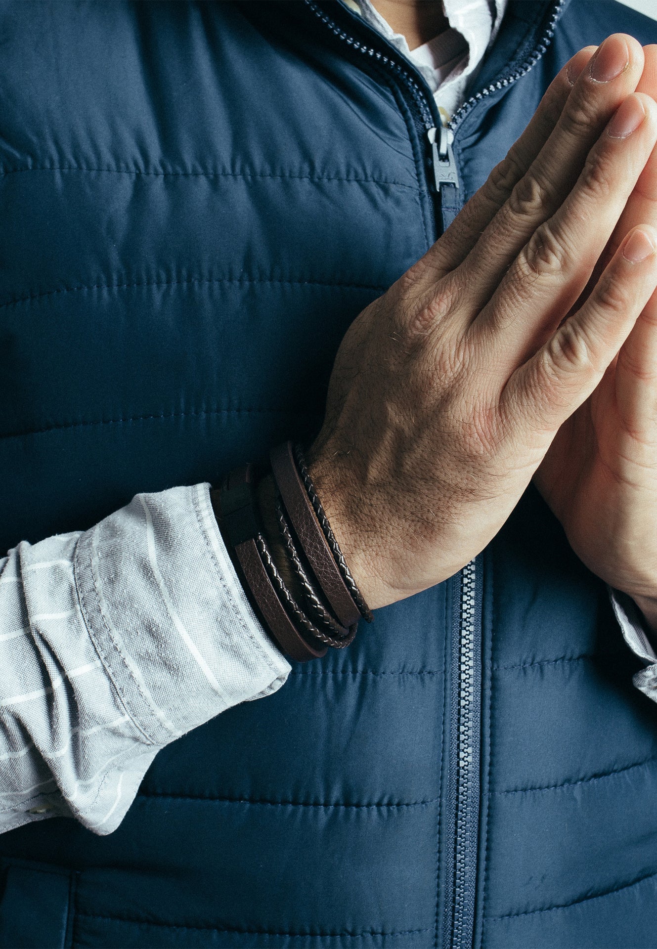 AK-B-DAR-02-Akitsune-Dark-Matter-Synthetic-Leather-Bracelet-Matte-Black-Brown-Model