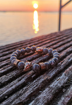 AK-B-OBS-03-Akitsune-Obsidian-Beaded-Bracelet-Fox-Rose-Gold-Grey-Mood