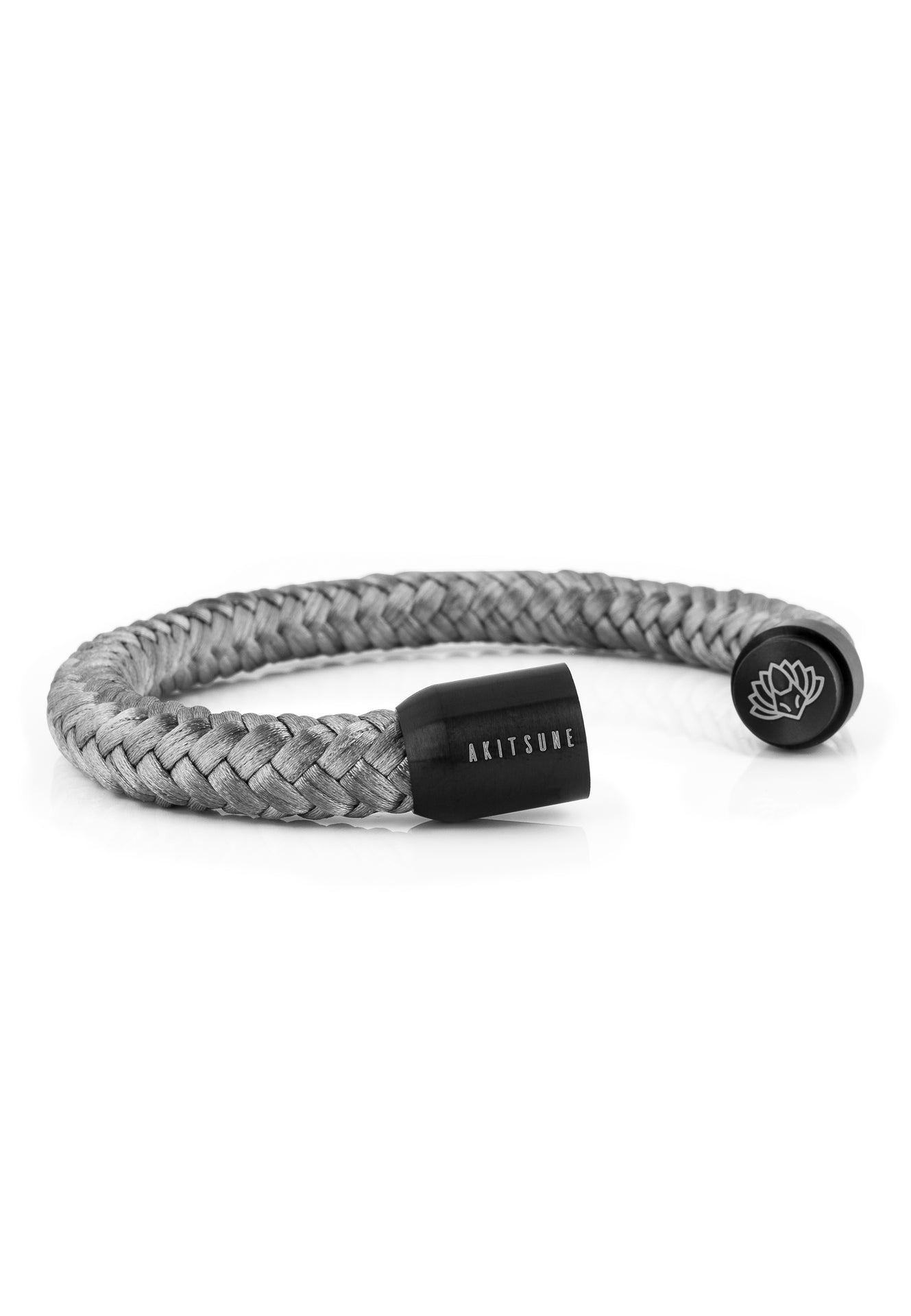 AK-B-POR-08-Akitsune-Portus-Nautical-Rope-Bracelet-Matte-Black-Gray-Magnetic-Clasp