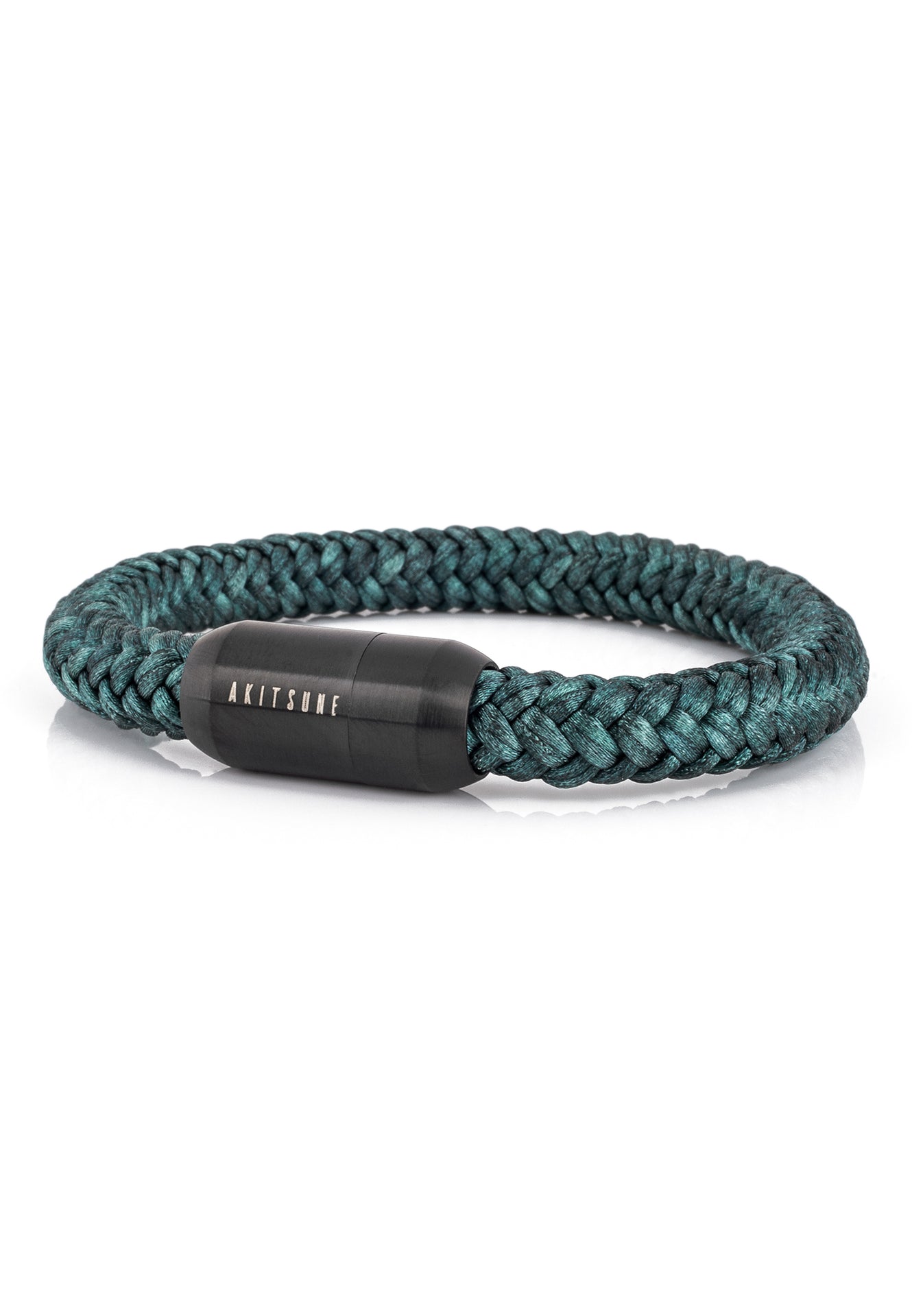 AK-B-POR-11-Akitsune-Portus-Nautical-Rope-Bracelet-Matte-Black-Green-Side