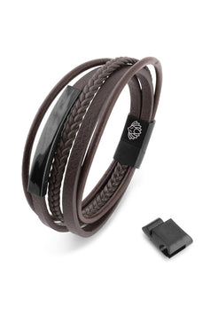 AK-B-PUN-02-Akitsune-Punisher-Synthetic-Leather-Bracelet-Matte-Black-Brown