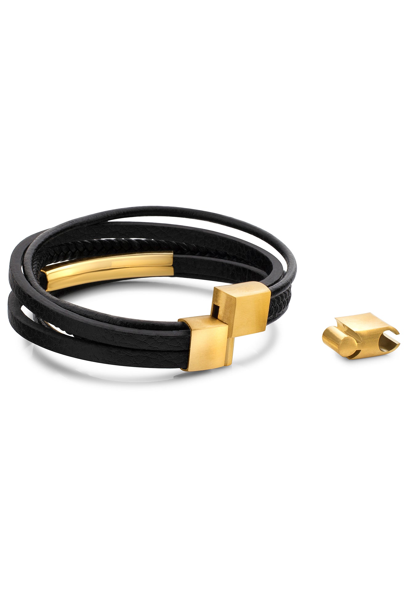AK-B-PUN-03-Akitsune-Punisher-Bracelet-Gold-Black-Magnetic-Clasp