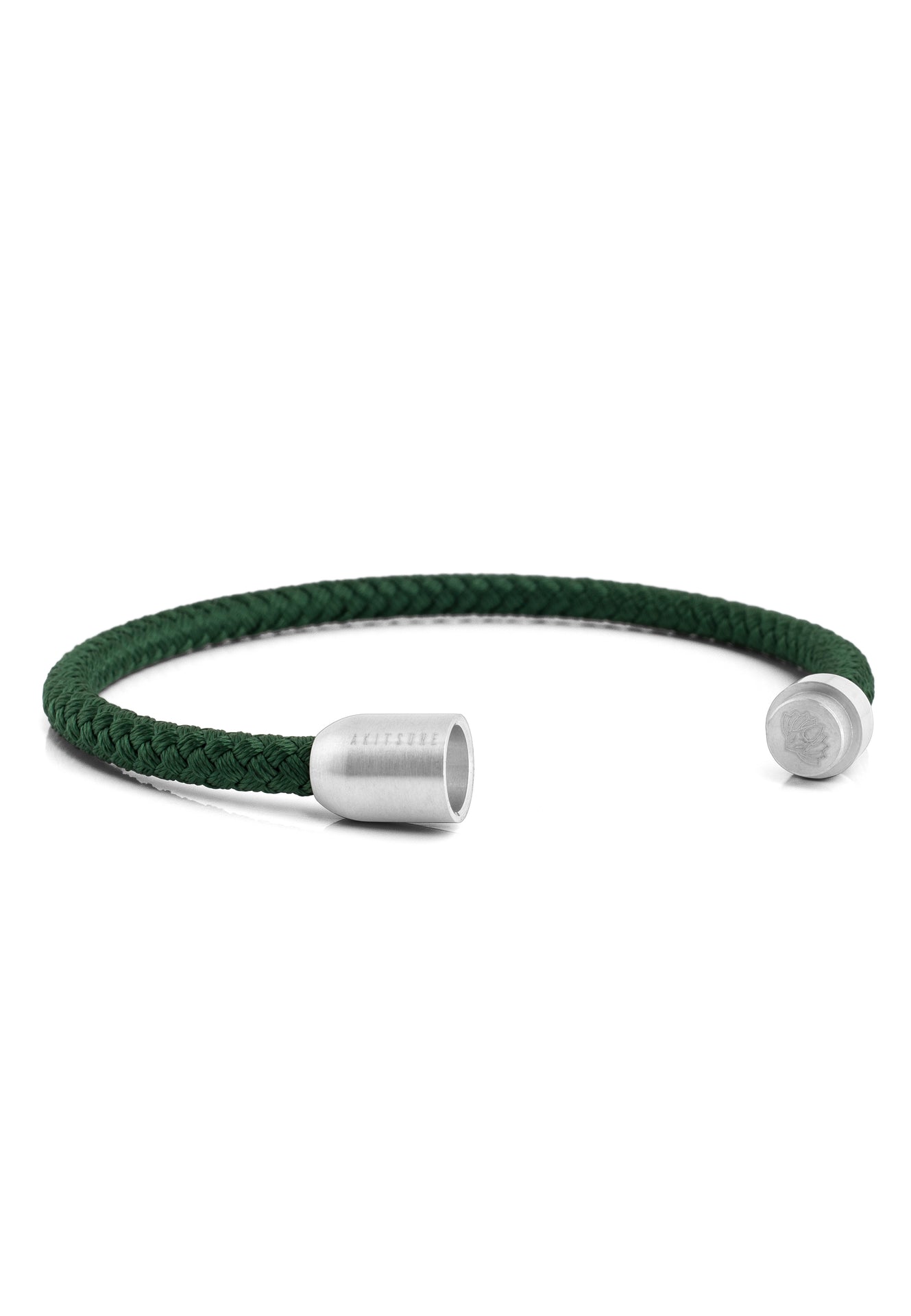 AK-B-SILV-19-Akitsune-Silva-Nylon-Bracelet-Silver-Green-Magnet