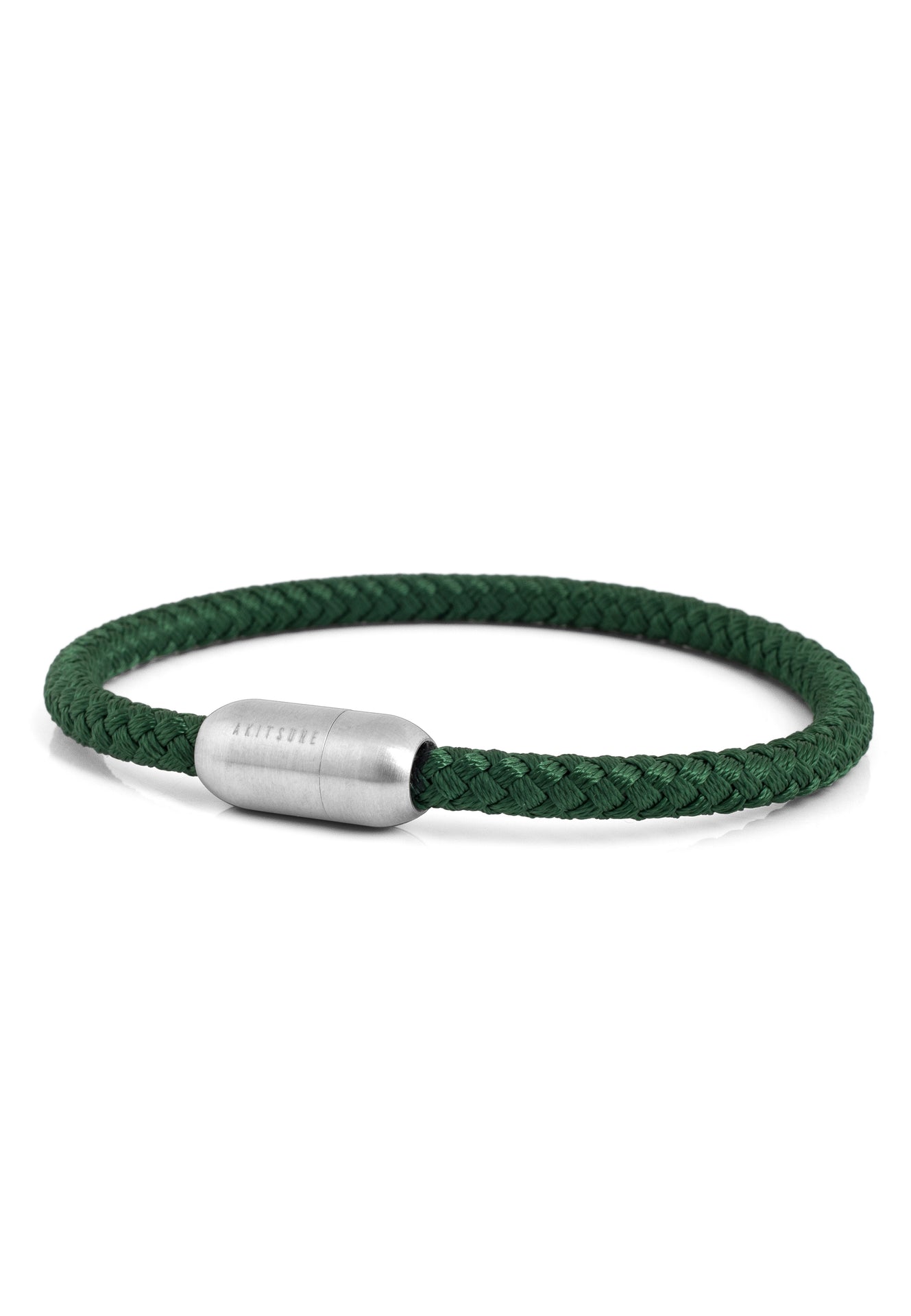 AK-B-SILV-19-Akitsune-Silva-Nylon-Bracelet-Silver-Green-Side