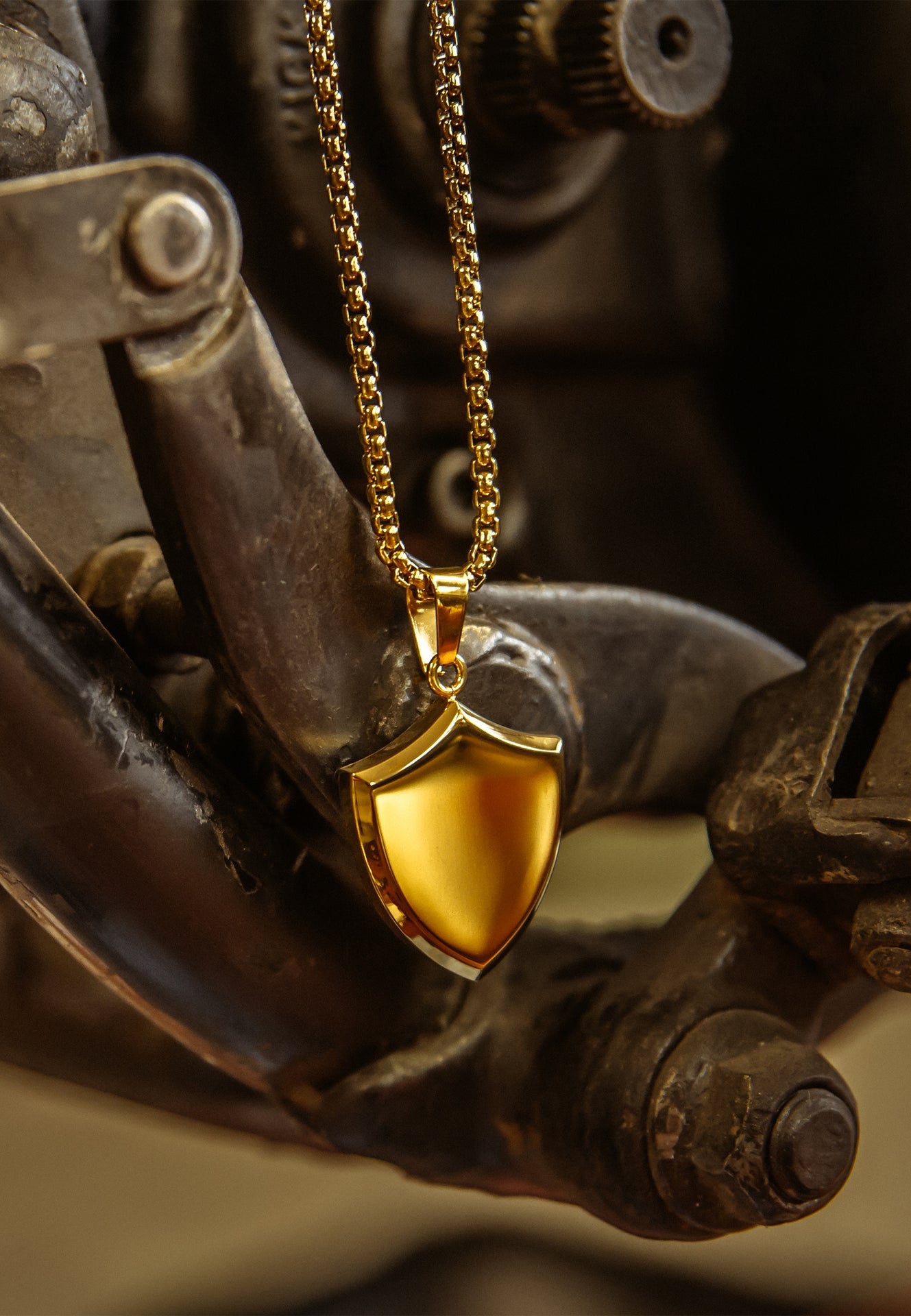 AK-PEN-INS-02-Akitsune-Insignia-Pendant-Gold-Shield-Mood-2