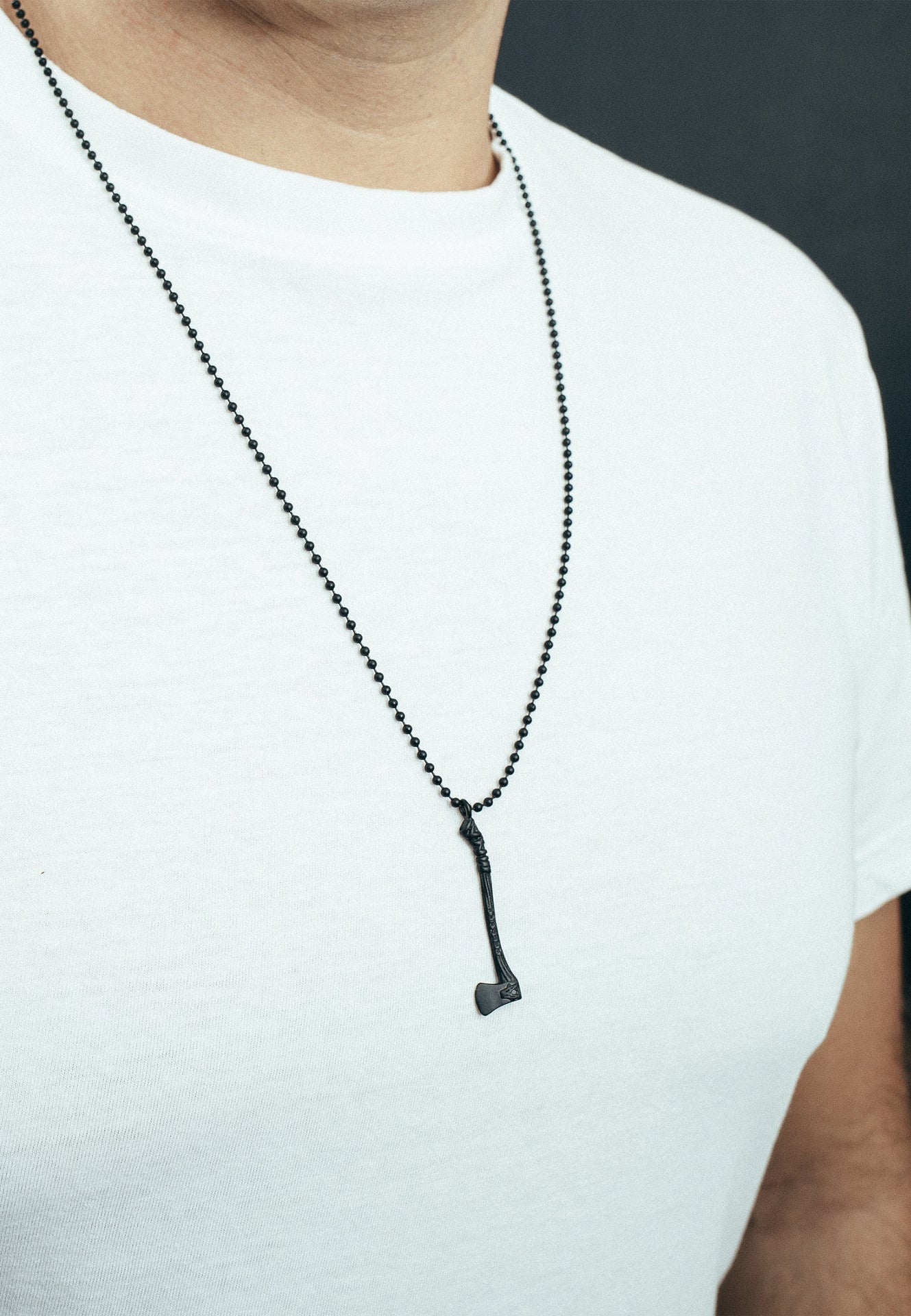 AK-PEN-SEC-01-Akitsune-Securis-Pendant-Necklace-Matte-Black-Model-1