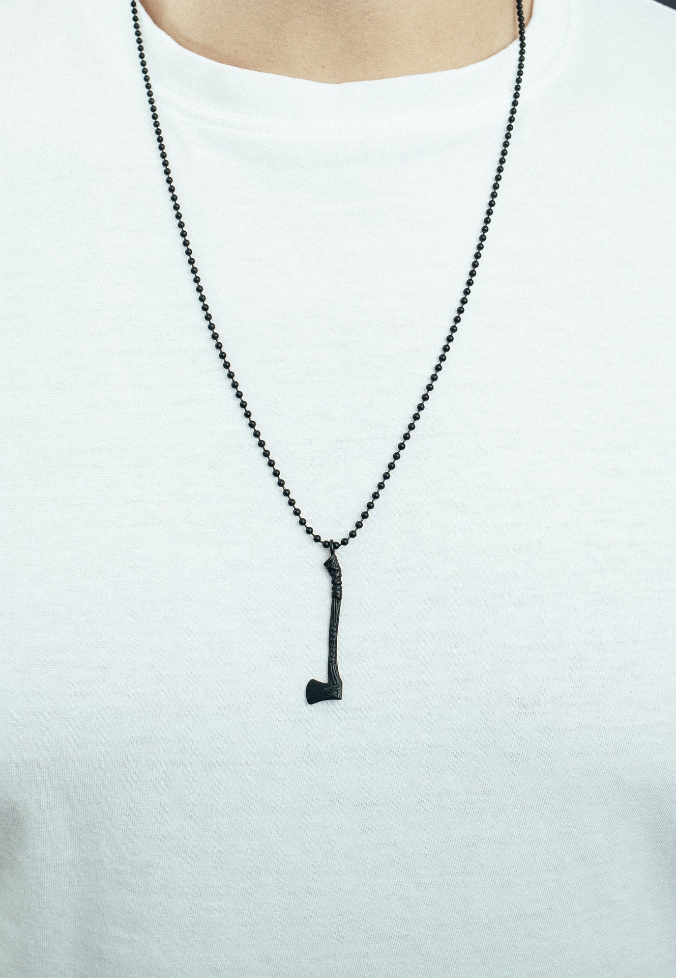 AK-PEN-SEC-01-Akitsune-Securis-Pendant-Necklace-Matte-Black-Model-2