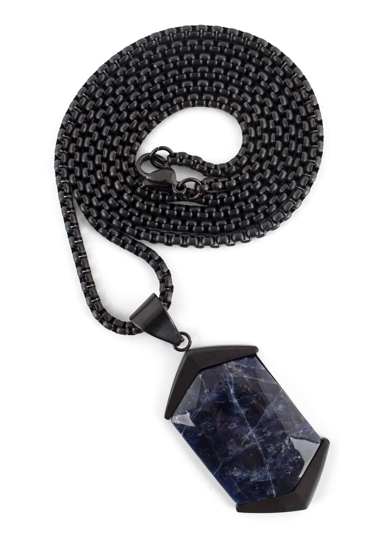 Akitsune-Abyssum-Pendant-Matte-Black-Blue-Vein-Stone-Full