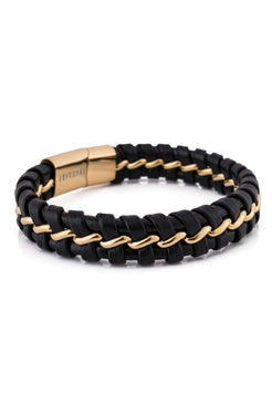 Akitsune-Adeptus-Leather-Bracelet-Gold-Black-Mens-3