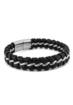 Akitsune-Adeptus-Leather-Bracelet-Silver-Black-Mens-3