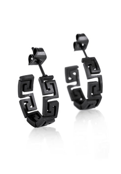 Akitsune-Argius-Meander-Earring-Matte-Black-Greek-2