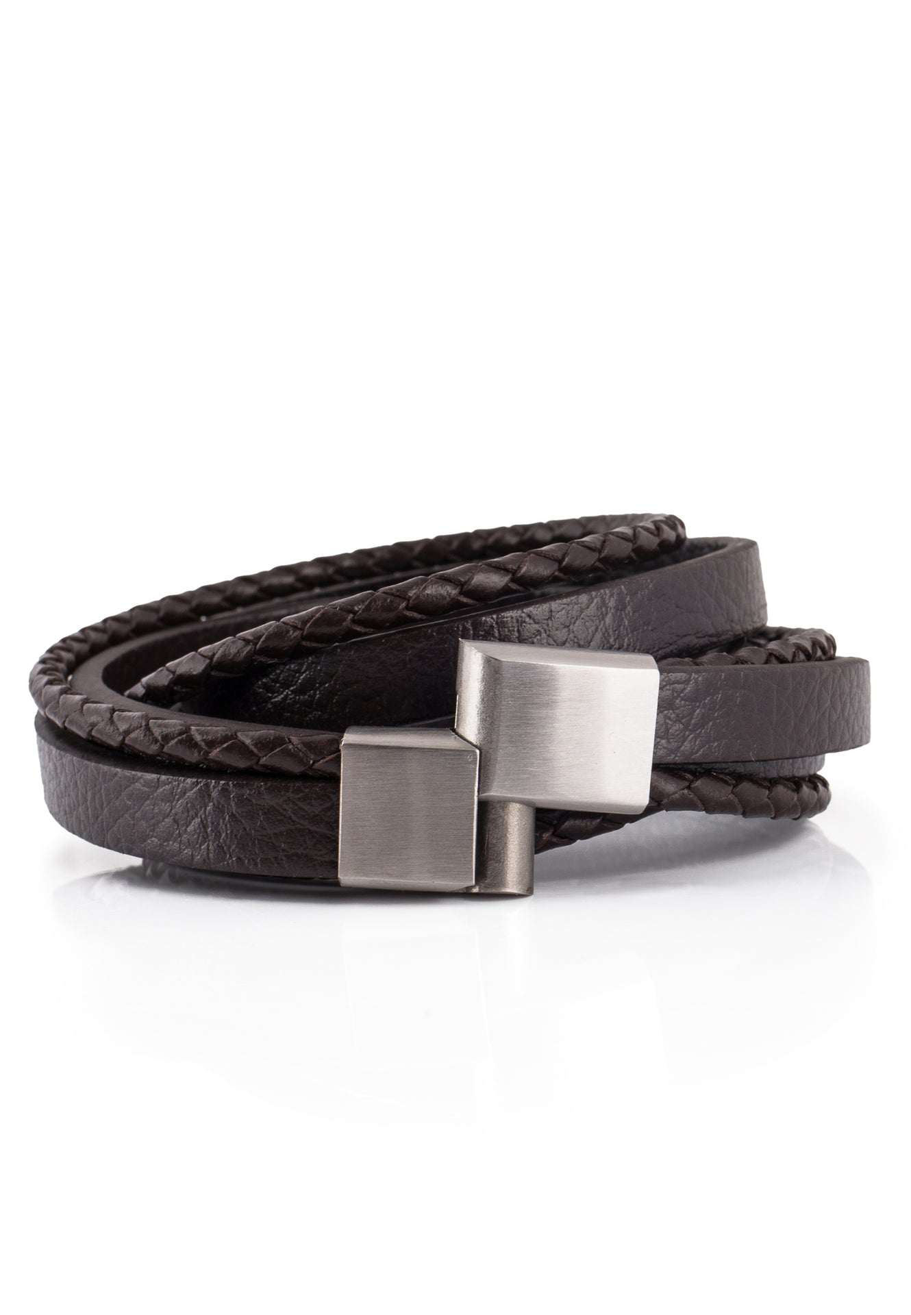 Akitsune-Dark-Matter-Synthetic-Leather-Bracelet-Silver-Brown-4