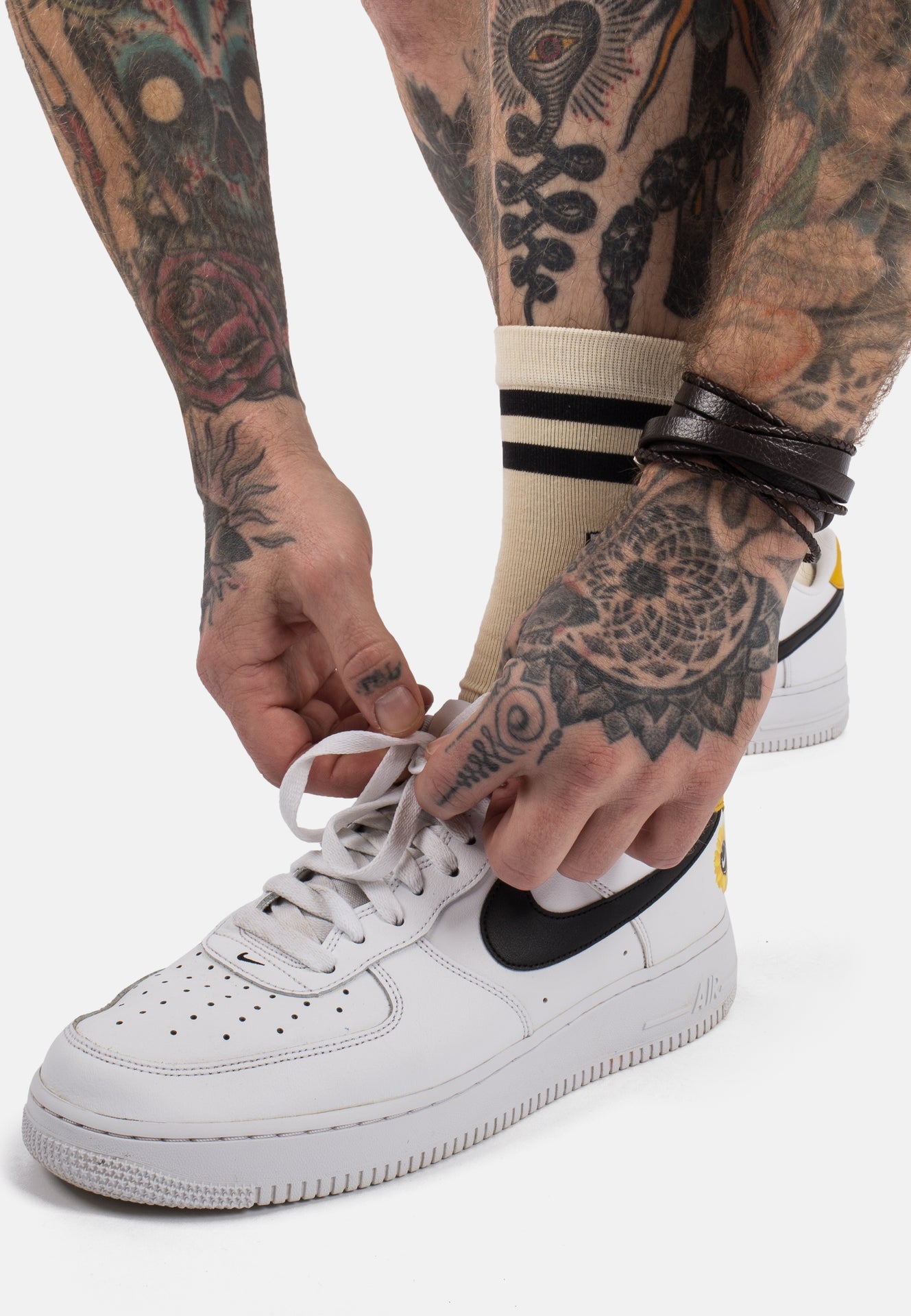 Akitsune-Dark-Matter-Synthetic-Leather-Bracelet-Silver-Brown-Model-2