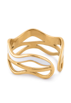 Gold and white bracelet on a white background