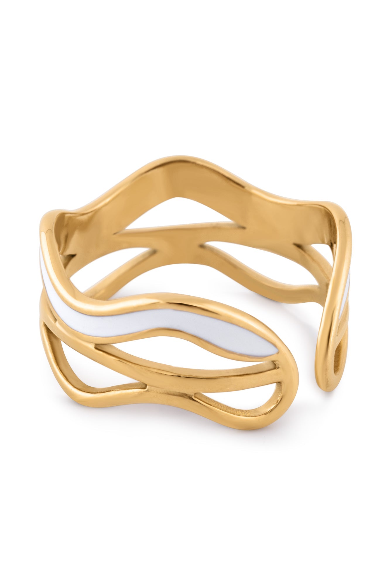 Gold and white bracelet on a white background