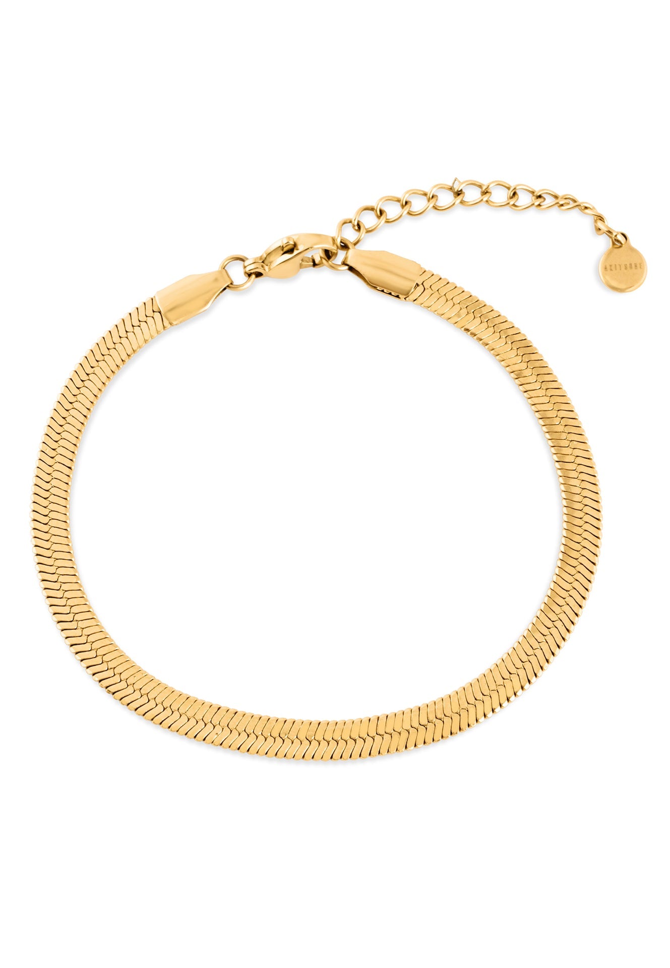 Gold bracelet on a white background
