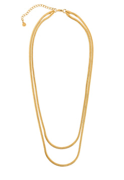 Gold necklace on a white background