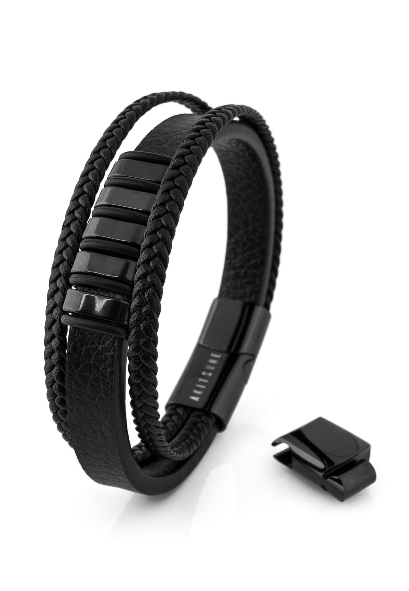 Akitsune-Fabula-Leather-Bracelet-Black-Black-Mens-3