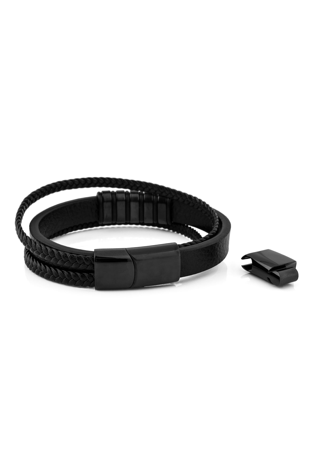 Akitsune-Fabula-Leather-Bracelet-Black-Black-Mens