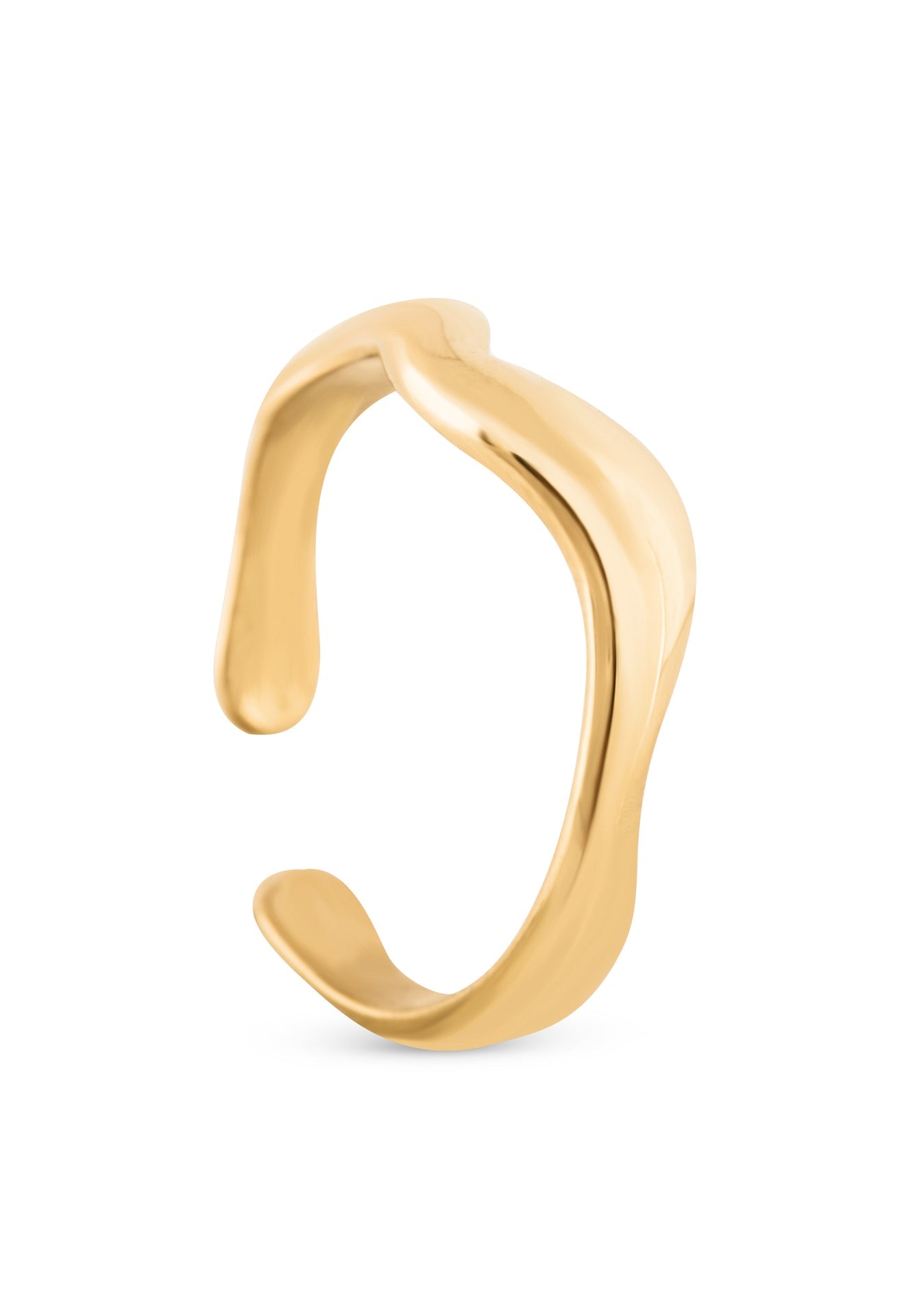 Gold open ring on a white background