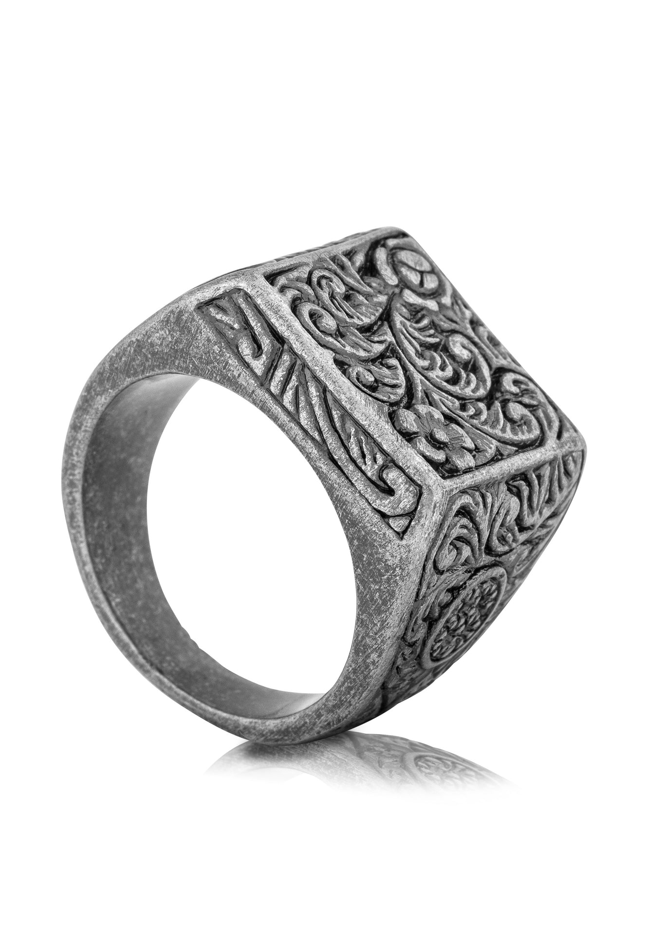 Akitsune-Floris-Ring-Antique-Silver-Up