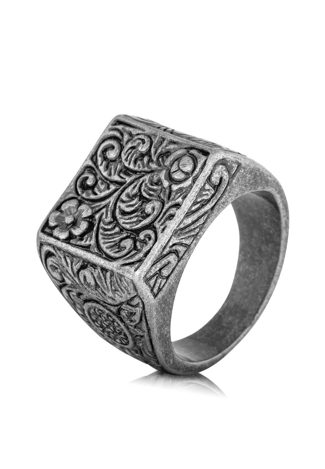 Floral Ring Antiksilber
