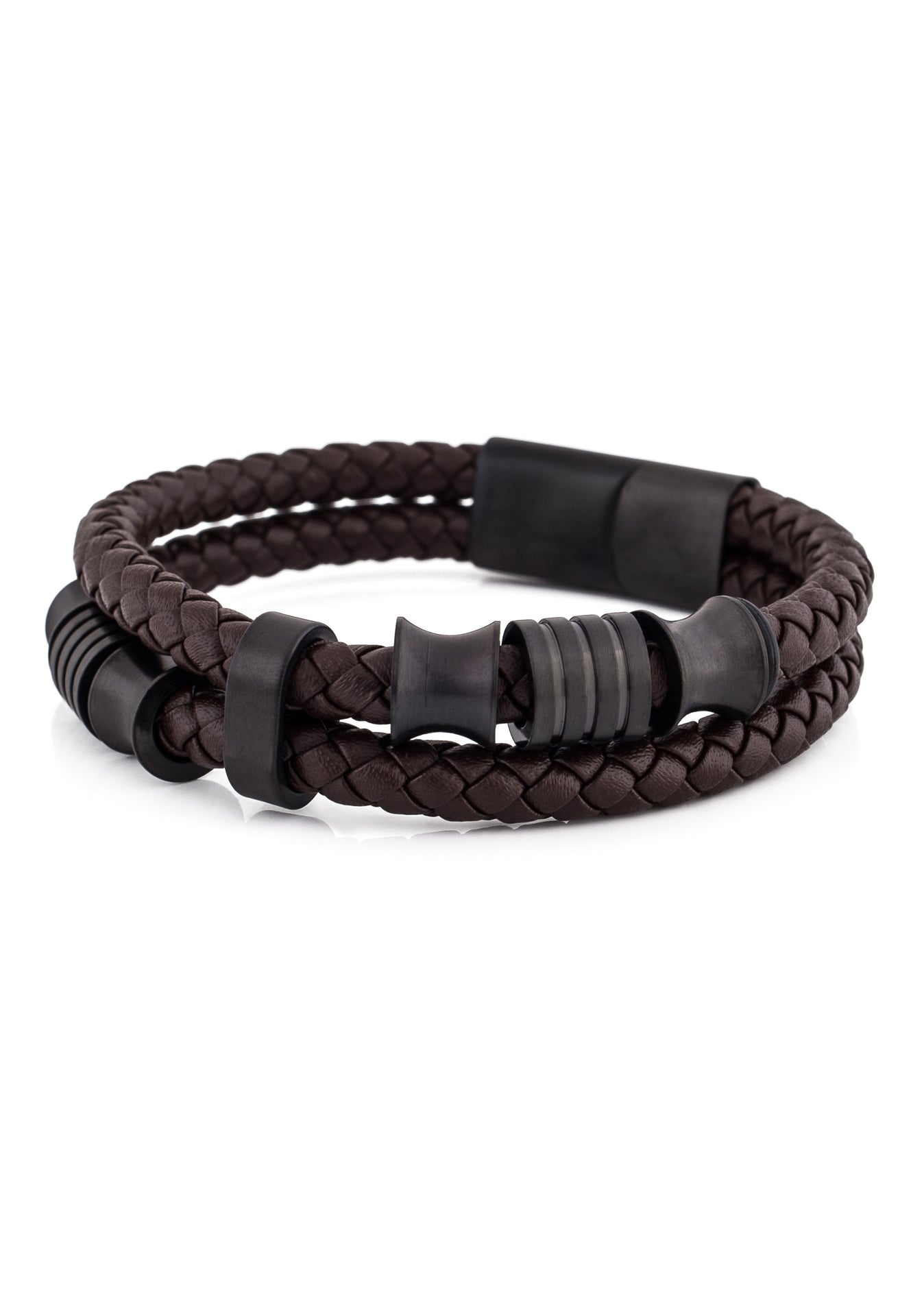 Akitsune-Gracilitas-Leather-Bracelet-Matte-Black-Brown-Back