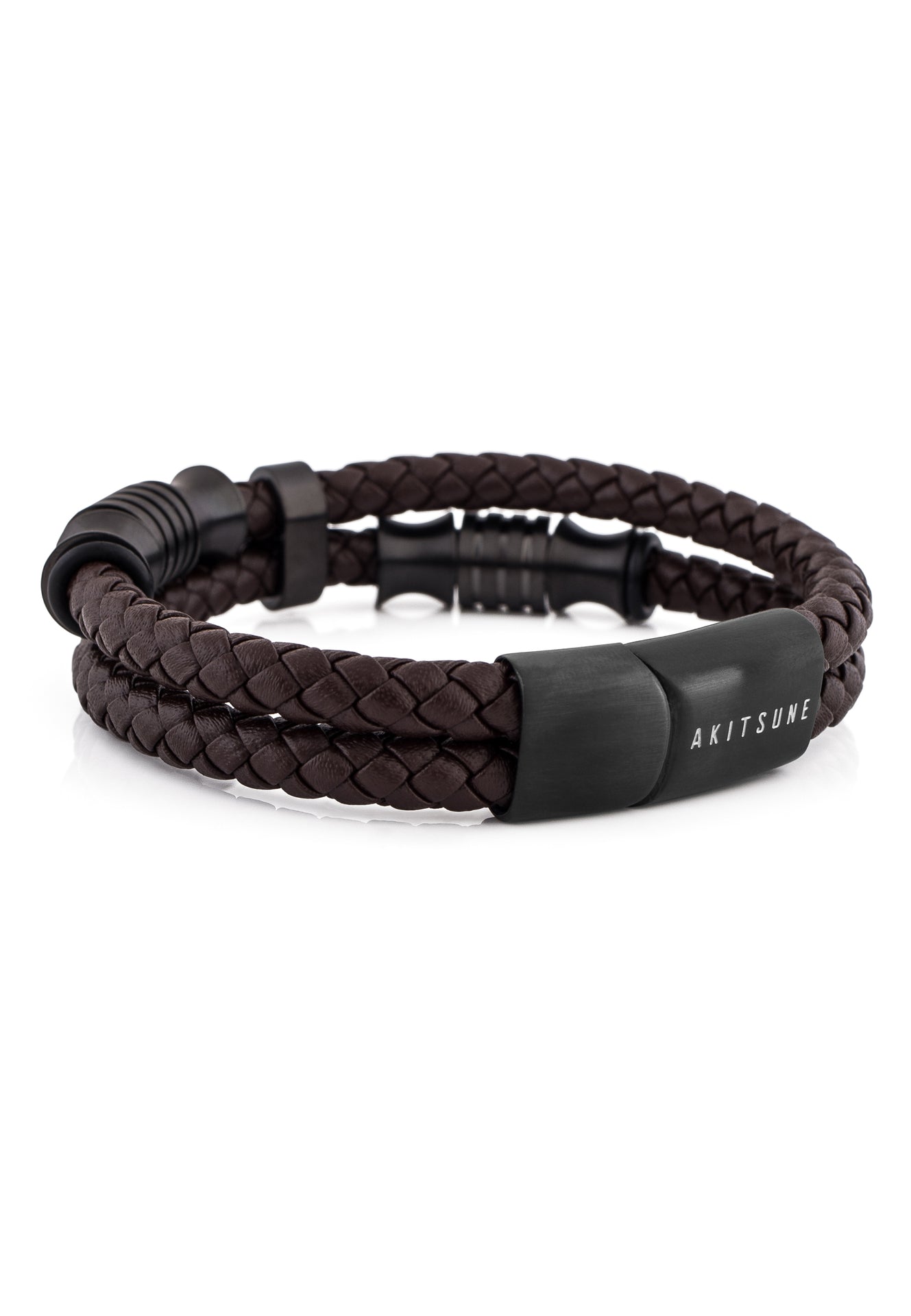 Akitsune-Gracilitas-Leather-Bracelet-Matte-Black-Brown-Clasp-Detail