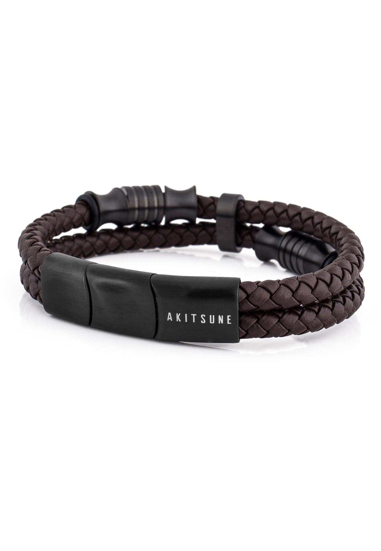 Akitsune-Gracilitas-Leather-Bracelet-Matte-Black-Brown