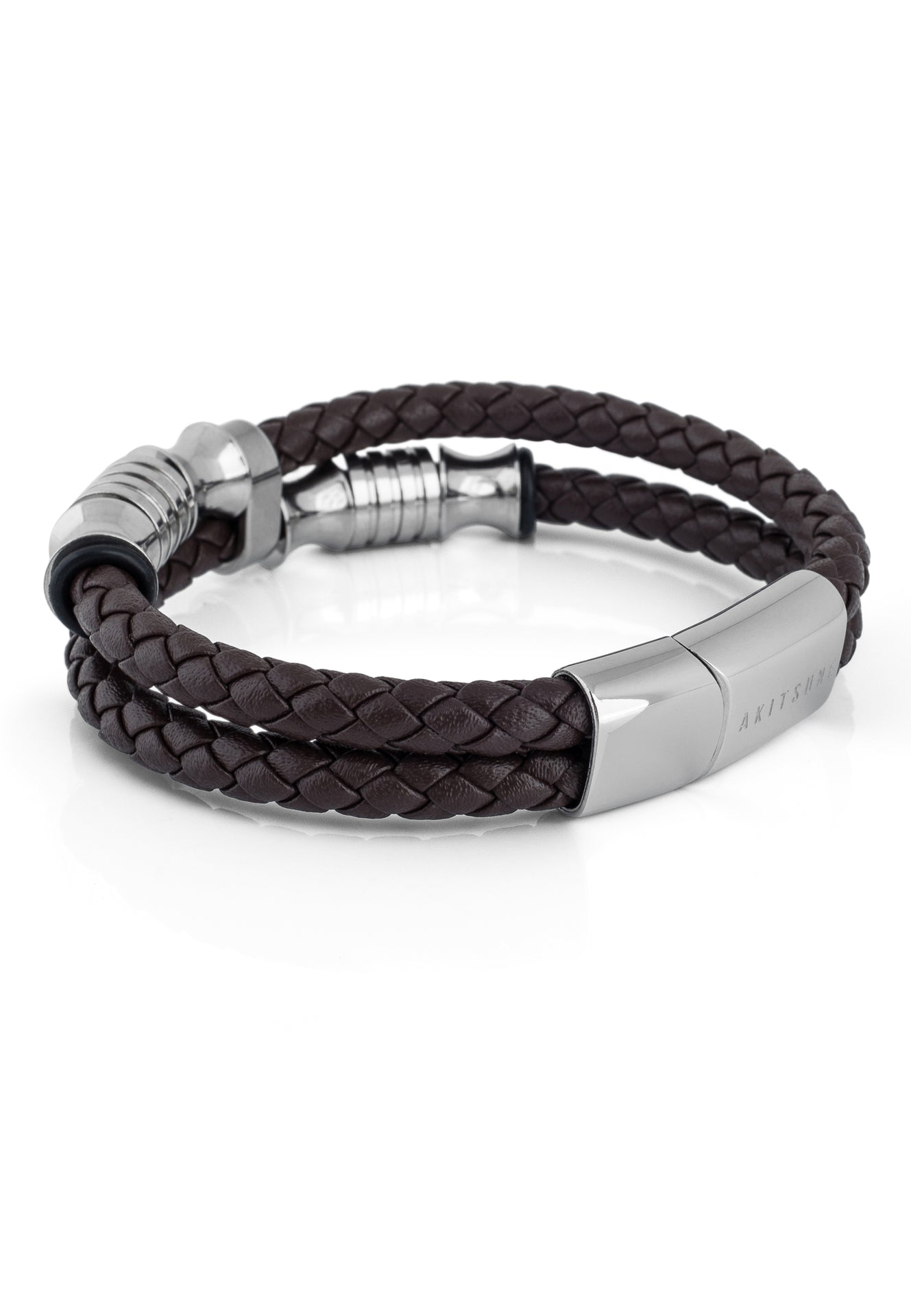 Akitsune-Gracilitas-Leather-Bracelet-Silver-Brown-Open
