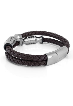 Akitsune-Gracilitas-Leather-Bracelet-Silver-Brown-Open