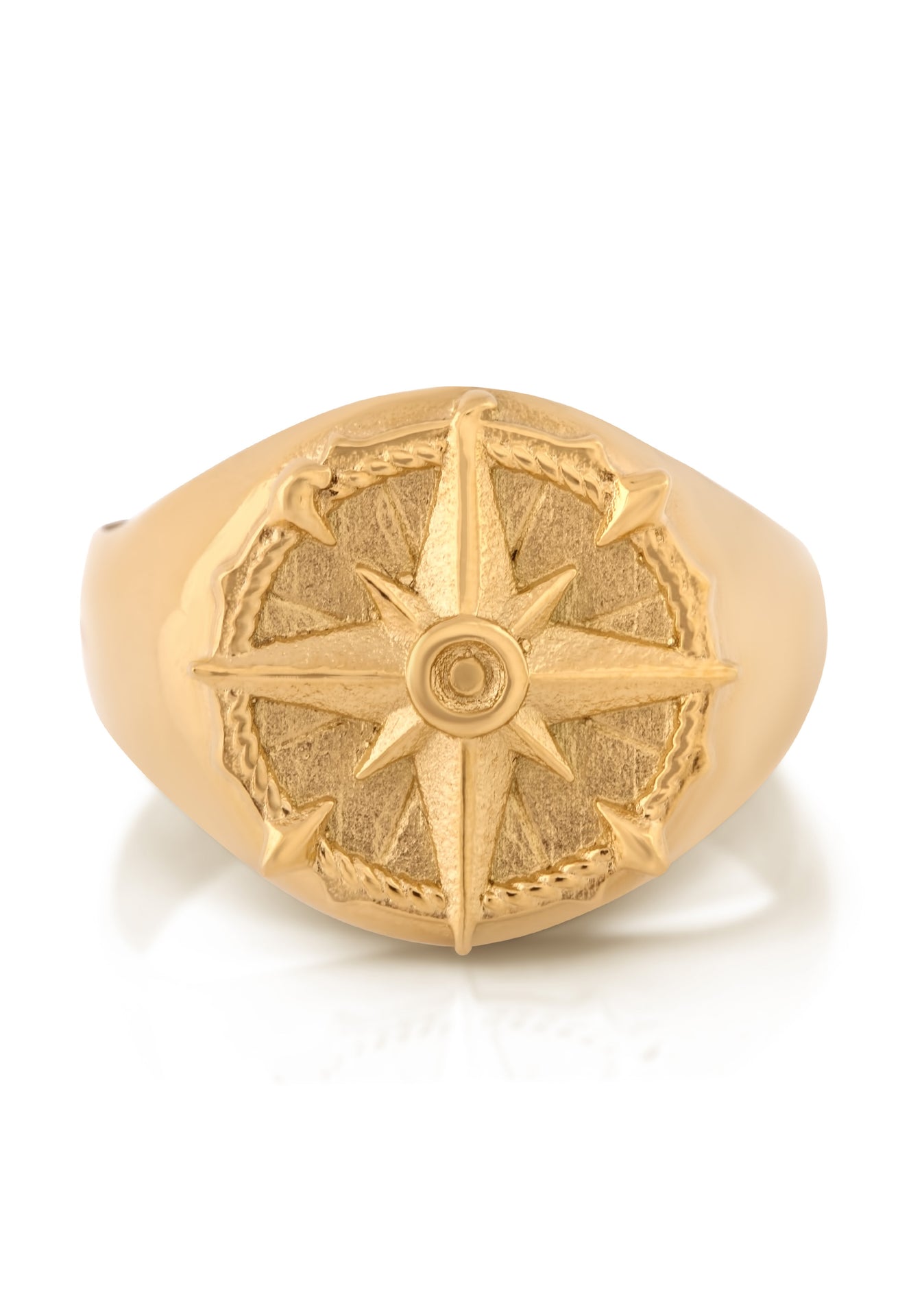 Akitsune-Guidance-Compass-Ring-Gold-Nautical-Sea-Map-Front
