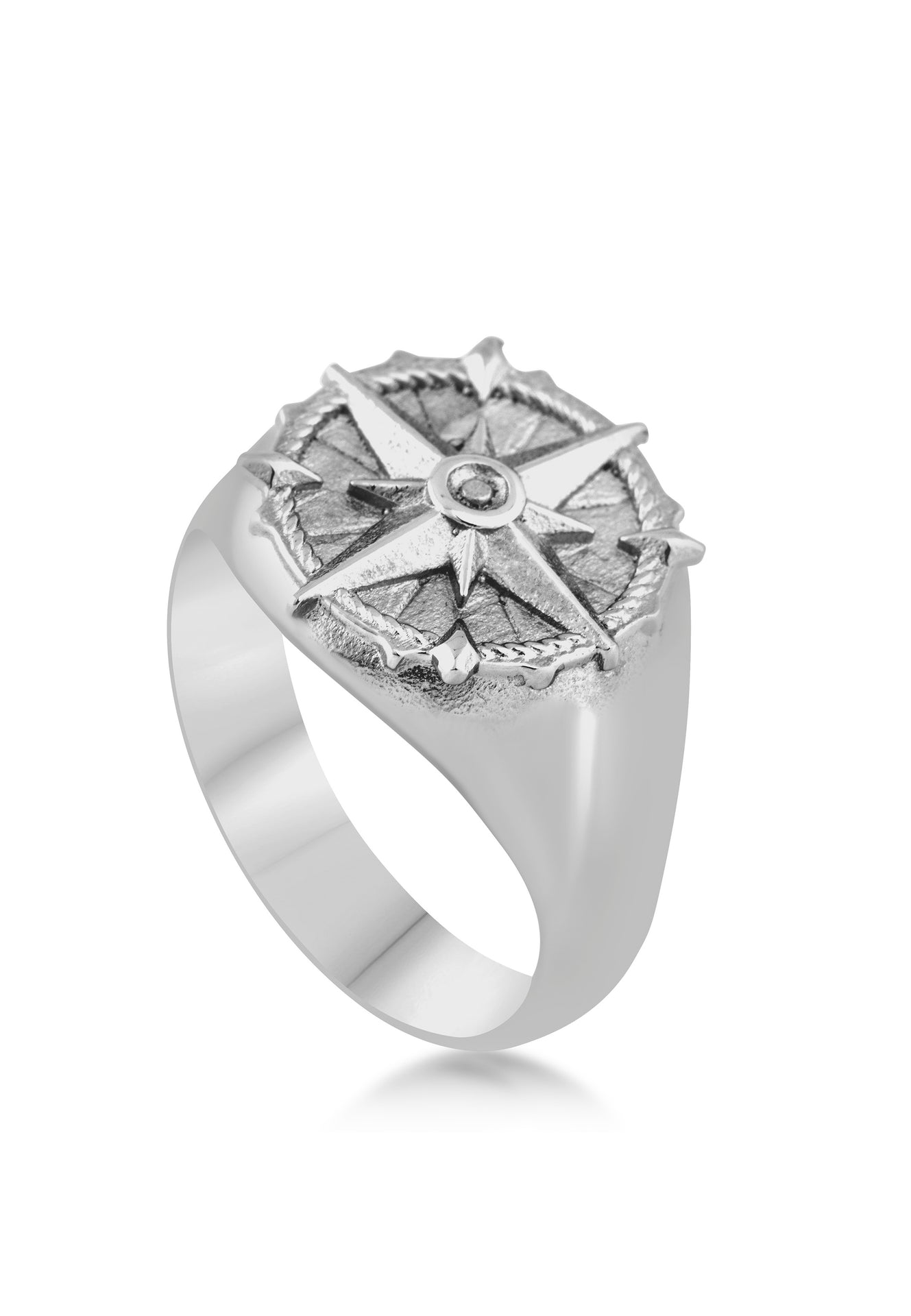 Akitsune-Guidance-Compass-Signet-Ring-Silver-Men-Jewelry-Nautical