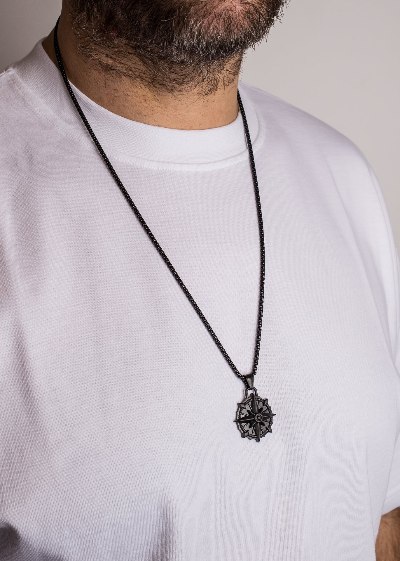 Akitsune-Guidance-Pendant-Black-North-Star-Compass-Necklace-Model