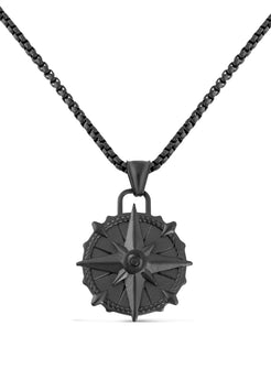 Akitsune-Guidance-Pendant-Black-North-Star-Compass-Necklace