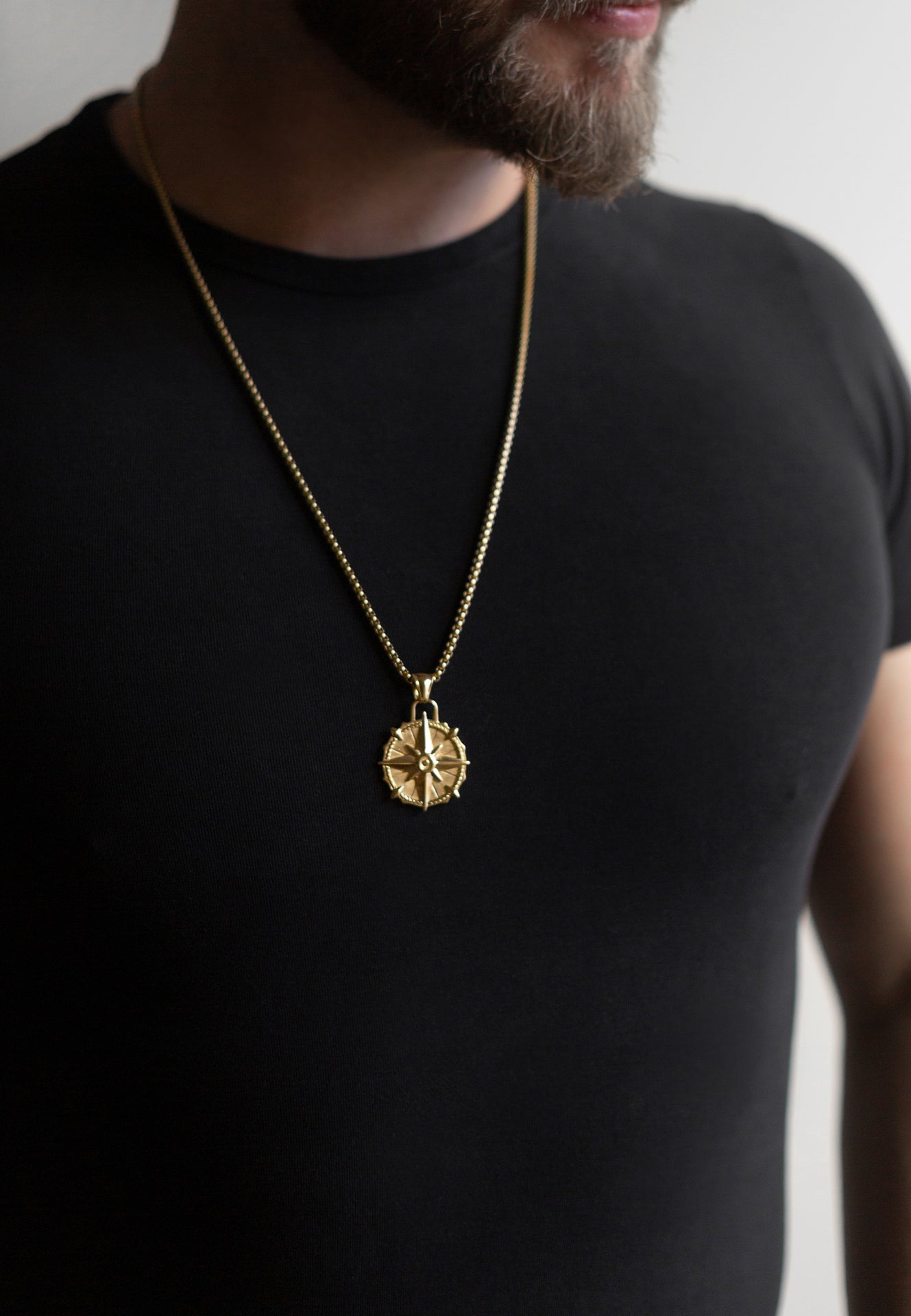 Akitsune-Guidance-Pendant-Gold-North-Star-Compass-Necklace-Model-2