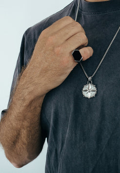 Akitsune-Guidance-Pendant-Silver-Compass-North-Star-Model-2