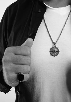 Akitsune-Guidance-Pendant-Silver-Compass-North-Star-Model