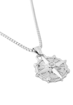 Akitsune-Guidance-Pendant-Silver-North-Star-Compass-Necklace-Flat