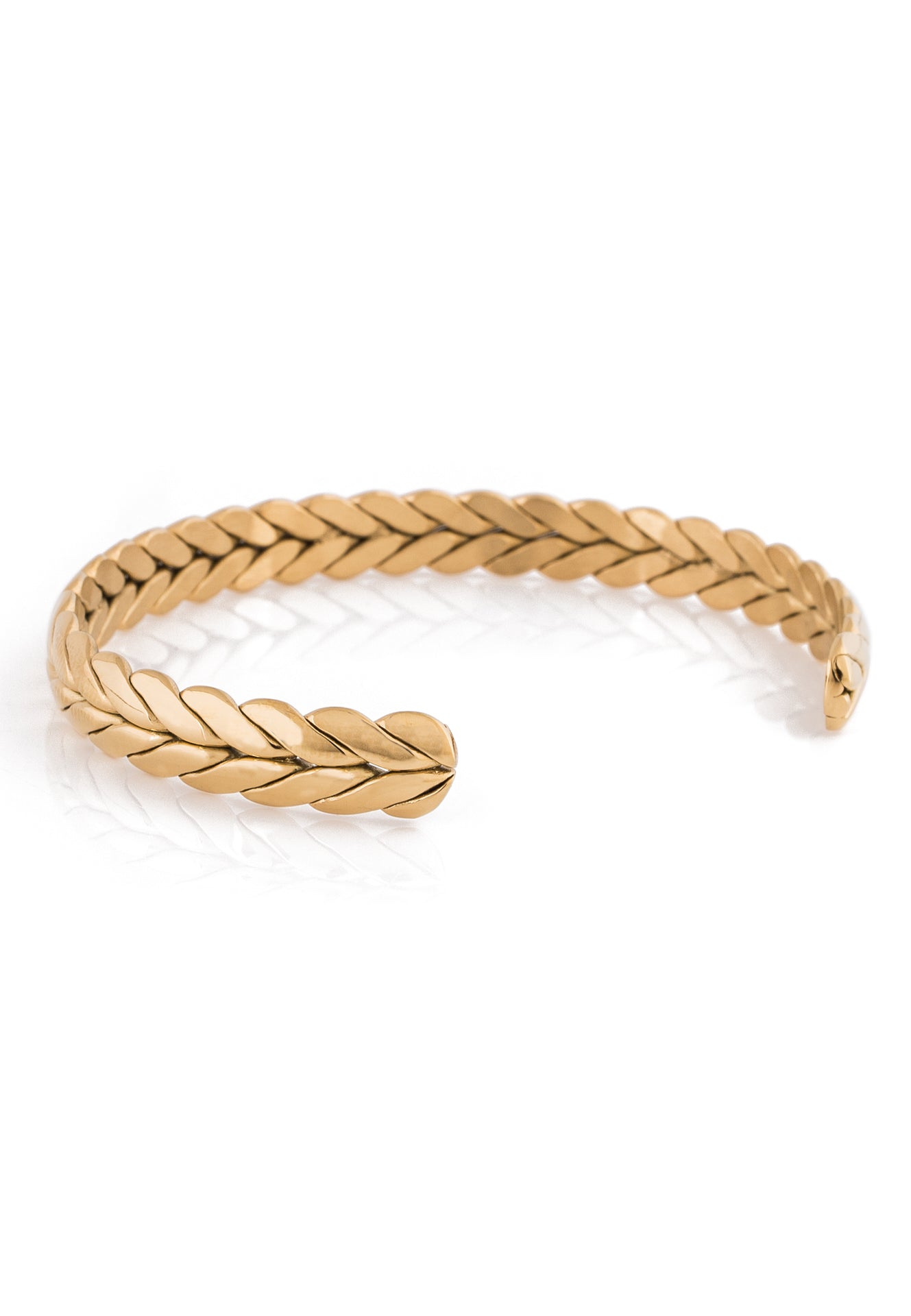 Akitsune-Laurea-Bangle-Laurel-Wreath-Gold-Open