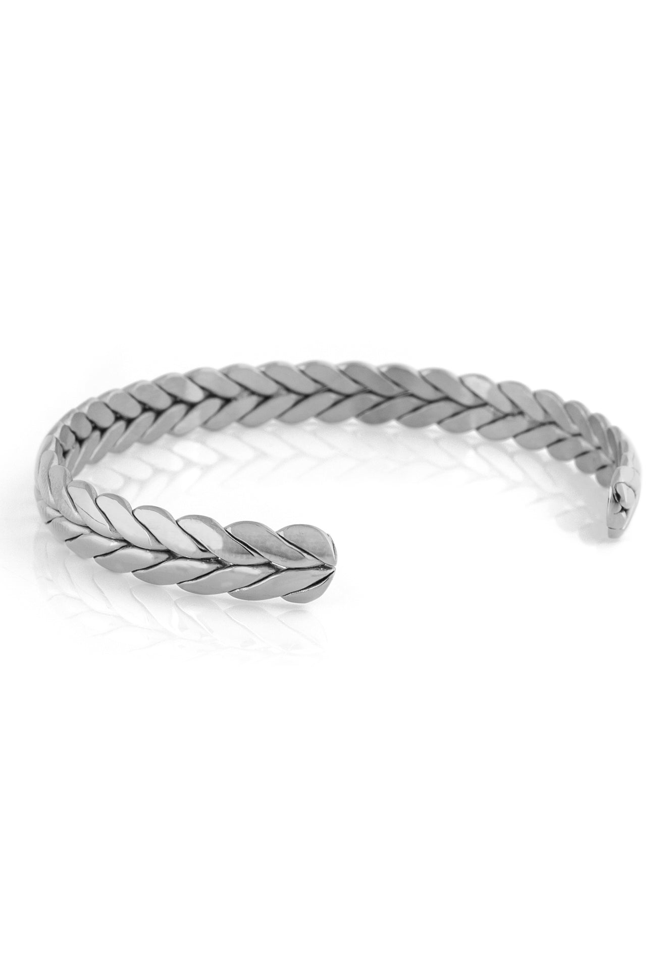 Akitsune Laurea Laurel Wreath Bangle - Silver Open