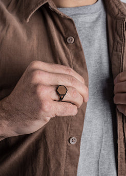 Akitsune Lignum Ring Black-Wood Mens Jewelry Model