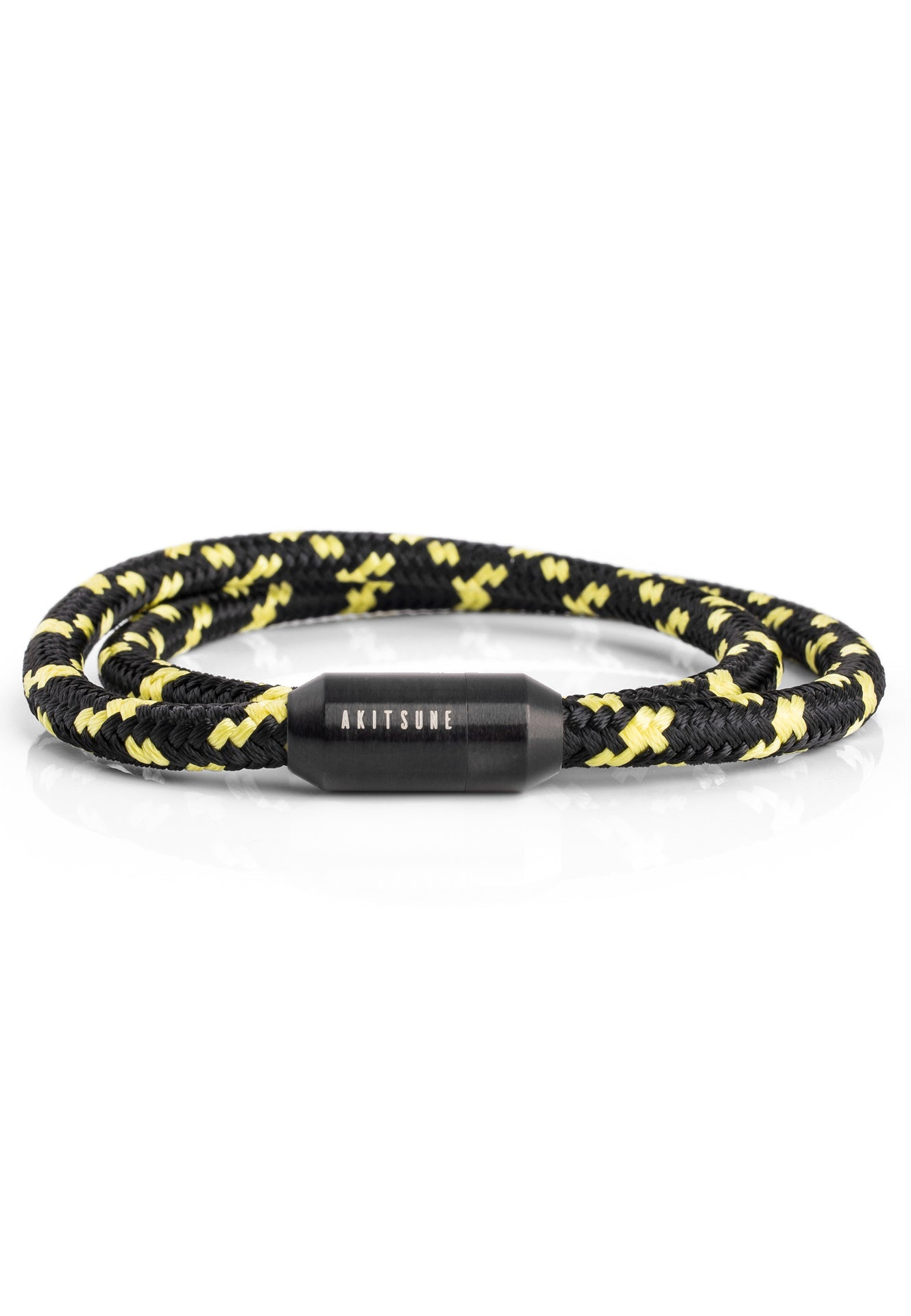 Akitsune-Mare-Nylon-Bracelet-Matte-Black-Black-Yellow-Front